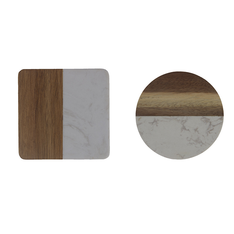 Wooden/black marble coasters